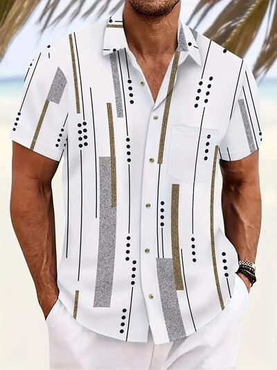 Muške ležerne modne majice kratkih rukava s printom, muške košulje za ljetni odmor za poslovni odmor na plaži, muške majice