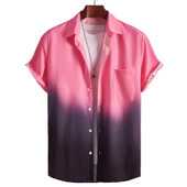 Muška košulja 2024. Nova košulja s gradijentnim printom Jednostavna odjeća Ljetne sto majice kratkih rukava Modna ležerna košulja Prevelika bluza