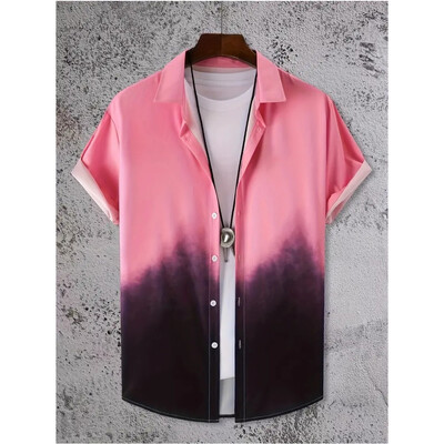 Muška košulja 2024. Nova košulja s gradijentnim printom Jednostavna odjeća Ljetne sto majice kratkih rukava Modna ležerna košulja Prevelika bluza