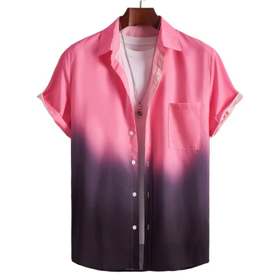 Muška košulja 2024. Nova košulja s gradijentnim printom Jednostavna odjeća Ljetne sto majice kratkih rukava Modna ležerna košulja Prevelika bluza