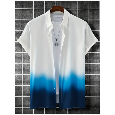 Muška košulja 2024. Nova košulja s gradijentnim printom Jednostavna odjeća Ljetne sto majice kratkih rukava Modna ležerna košulja Prevelika bluza