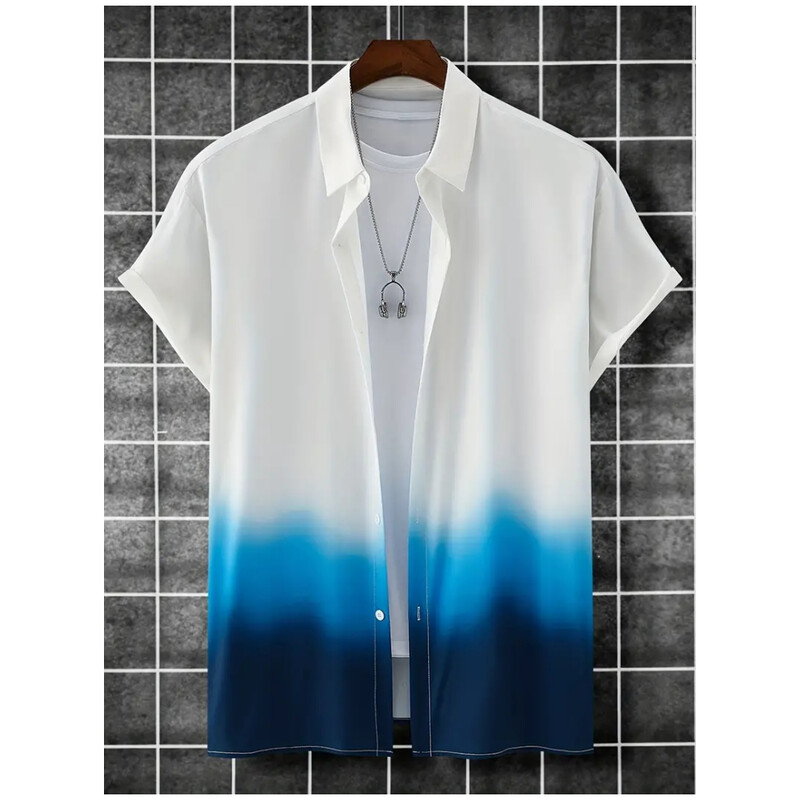 Muška košulja 2024. Nova košulja s gradijentnim printom Jednostavna odjeća Ljetne sto majice kratkih rukava Modna ležerna košulja Prevelika bluza