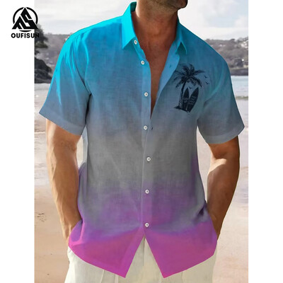 2024 Ležerne muške košulje Ljetna odjeća Gradijentna grafika Odjeća Odmor na moru Prevelike majice kratkih rukava za muške košulje