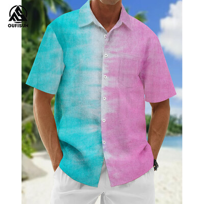 2024 Ležerne muške košulje Ljetna odjeća Gradijentna grafika Odjeća Odmor na moru Prevelike majice kratkih rukava za muške košulje