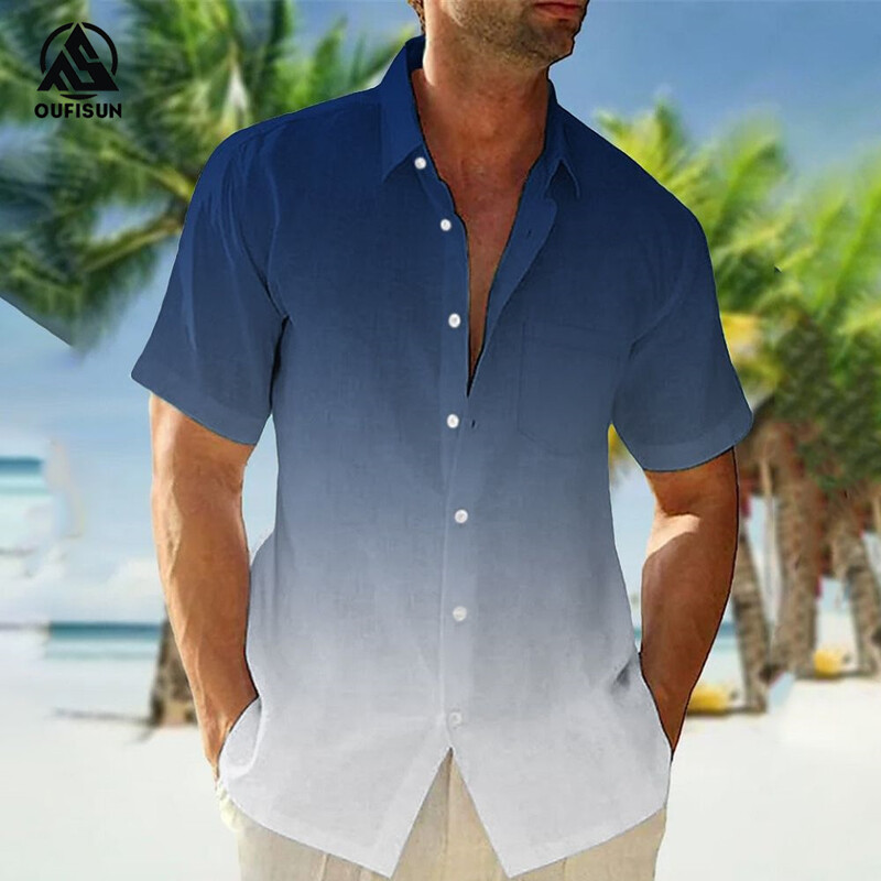 2024 Ležerne muške košulje Ljetna odjeća Gradijentna grafika Odjeća Odmor na moru Prevelike majice kratkih rukava za muške košulje