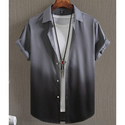 Cămașă pentru bărbați Cămăși cu imprimeu degradat simplu Cămăși lejere cu mânecă scurtă, ocazională de vară