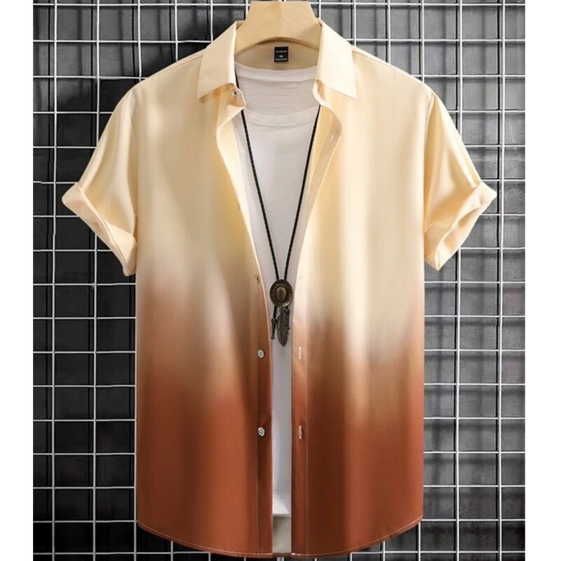 Cămașă pentru bărbați Cămăși cu imprimeu degradat simplu Cămăși lejere cu mânecă scurtă, ocazională de vară