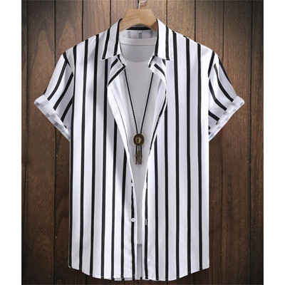 Havajska košulja za muškarce, majice kratkih rukava s otisnutim 3D prugama, ljetna muška odjeća koja se brzo suši, jednostavne široke prevelike muške košulje