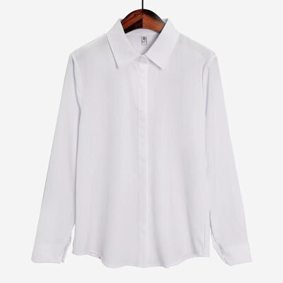 Νέα γυναικεία πουκάμισα 2024 Καλοκαιρινό Κορεάτικο Στιλ Μαύρο Λευκό Γυναικείο Γυναικείο Πουκάμισο Casual μακρυμάνικο γιακά Μπλούζες Career OL