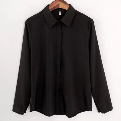 Νέα γυναικεία πουκάμισα 2024 Καλοκαιρινό Κορεάτικο Στιλ Μαύρο Λευκό Γυναικείο Γυναικείο Πουκάμισο Casual μακρυμάνικο γιακά Μπλούζες Career OL