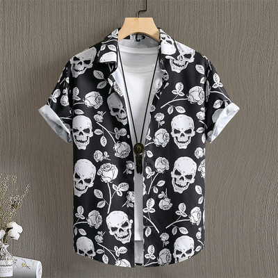 Lihtsad meeste särgid 3D lapitehnikaga trükkimine Kvaliteetsed meesterõivad Lühikeste varrukatega Beach Party Hawaii särgid