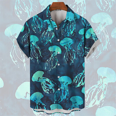Meeste särgid Hawaii Sea Animal Print Tops 2024 Uus suvine ülisuur T-särk Naiste vaalad Turtl Graafilised lühikeste varrukatega unisex topid