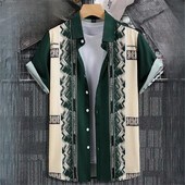 Vintage havajske košulje za muškarce Majice kratkih rukava s otisnutim etničkim uzorkom Modna ležerna muška odjeća Široka prevelika muška košulja