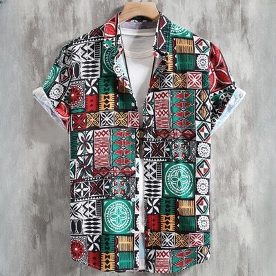 Vintage havajske košulje za muškarce Majice kratkih rukava s otisnutim etničkim uzorkom Modna ležerna muška odjeća Široka prevelika muška košulja