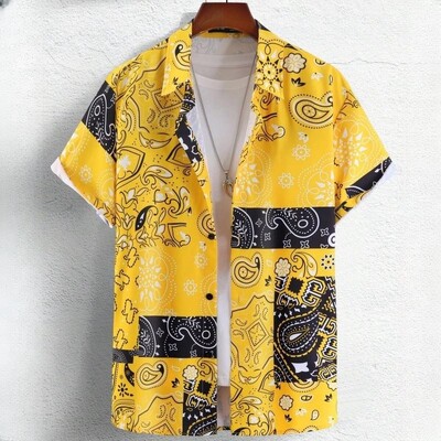 Vintage havajske košulje za muškarce Majice kratkih rukava s otisnutim etničkim uzorkom Modna ležerna muška odjeća Široka prevelika muška košulja