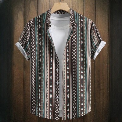 Vintage havajske košulje za muškarce Majice kratkih rukava s otisnutim etničkim uzorkom Modna ležerna muška odjeća Široka prevelika muška košulja
