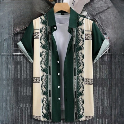 Vintage havajske košulje za muškarce Majice kratkih rukava s otisnutim etničkim uzorkom Modna ležerna muška odjeća Široka prevelika muška košulja