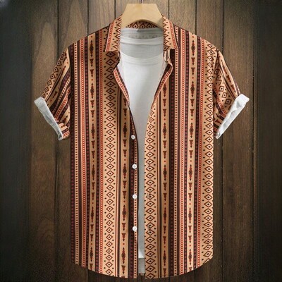 Vintage havajske košulje za muškarce Majice kratkih rukava s otisnutim etničkim uzorkom Modna ležerna muška odjeća Široka prevelika muška košulja