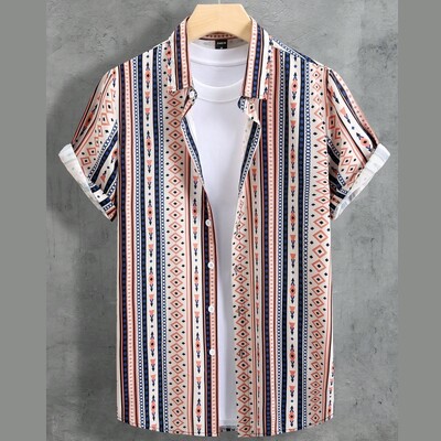 Vintage havajske košulje za muškarce Majice kratkih rukava s otisnutim etničkim uzorkom Modna ležerna muška odjeća Široka prevelika muška košulja