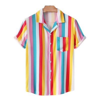 Vară bărbați cămăși casual cu dungi Hawaiană îmbrăcăminte de plajă Streetwear modă imprimeu 3d cu mânecă scurtă de vacanță îmbrăcăminte importată floral