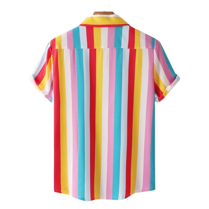 Ljeto Muškarci Ležerne košulje na pruge Havajska odjeća za plažu Ulična moda 3d ispis Kratkih rukava Blagdanska uvezena odjeća Cvjetni