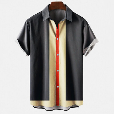 Hawaii rannapuhkuse vabaaja särgid Suvine mood lühikeste varrukatega triibuline 3D-print Lahtised tänavarõivad Naljakad lillelised meesterõivad