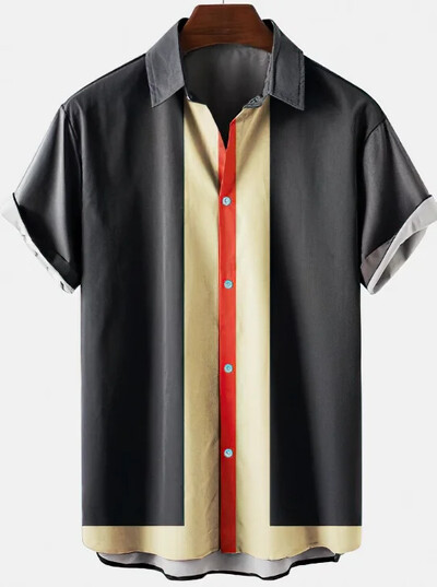 Hawaii rannapuhkuse vabaaja särgid Suvine mood lühikeste varrukatega triibuline 3D-print Lahtised tänavarõivad Naljakad lillelised meesterõivad