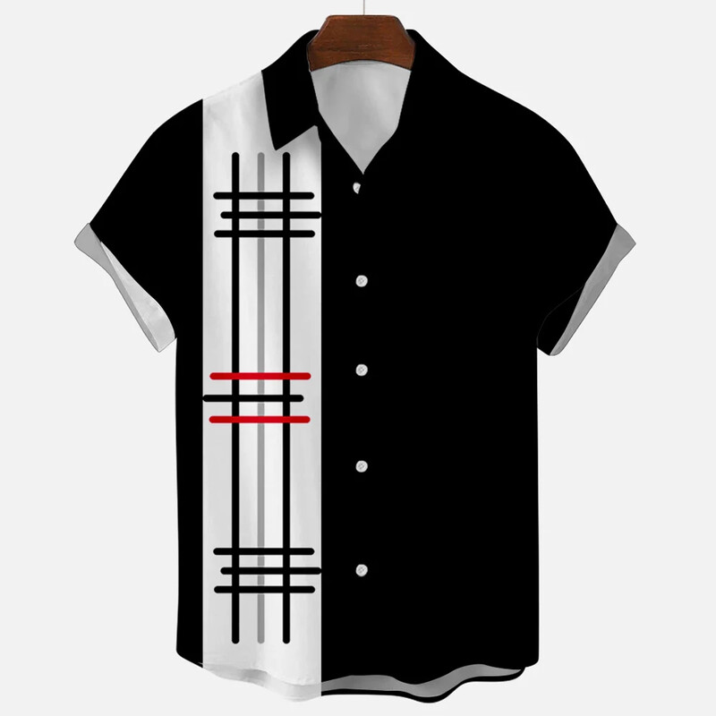 Hawaii rannapuhkuse vabaaja särgid Suvine mood lühikeste varrukatega triibuline 3D-print Lahtised tänavarõivad Naljakad lillelised meesterõivad