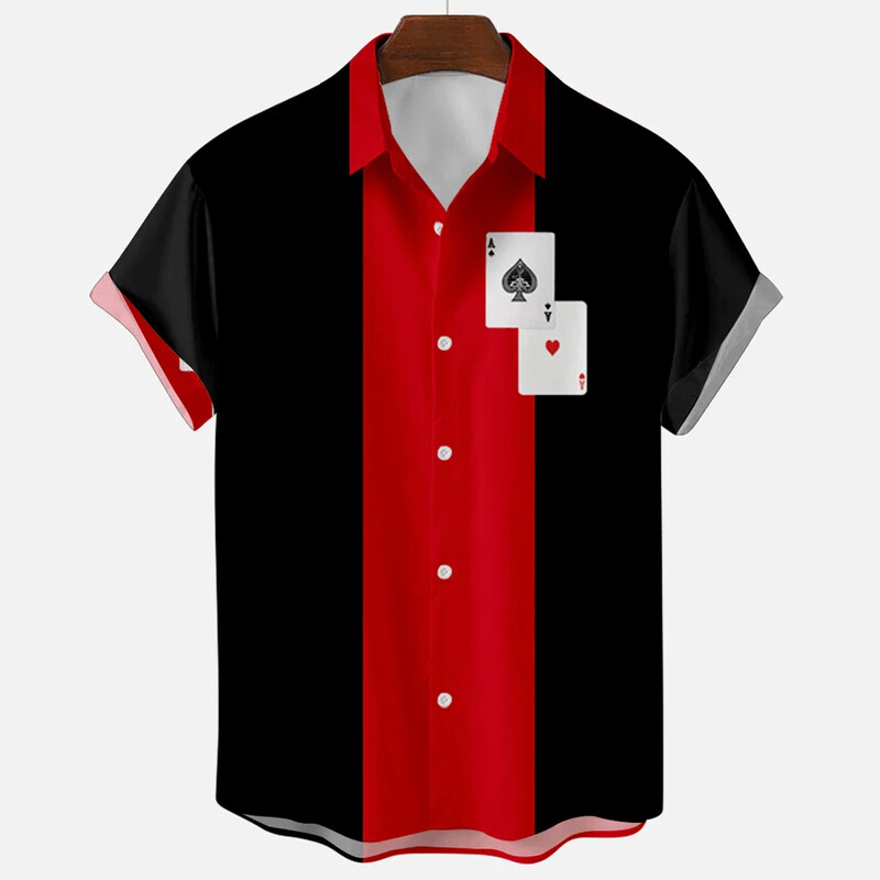 Hawaii rannapuhkuse vabaaja särgid Suvine mood lühikeste varrukatega triibuline 3D-print Lahtised tänavarõivad Naljakad lillelised meesterõivad