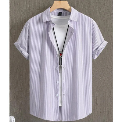 Havajske košulje za muškarce s 3d prugastim printom Visokokvalitetna muška odjeća Široke prevelike košulje i cvijeće Ljeto, ležerne kratke rukave