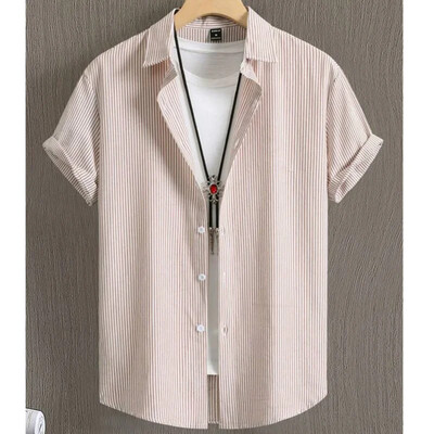 Havajske košulje za muškarce s 3d prugastim printom Visokokvalitetna muška odjeća Široke prevelike košulje i cvijeće Ljeto, ležerne kratke rukave