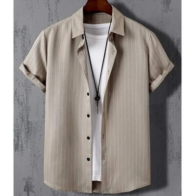 Havajske košulje za muškarce s 3d prugastim printom Visokokvalitetna muška odjeća Široke prevelike košulje i cvijeće Ljeto, ležerne kratke rukave