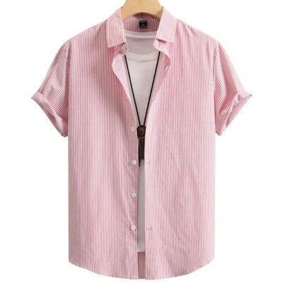 Havajske košulje za muškarce s 3d prugastim printom Visokokvalitetna muška odjeća Široke prevelike košulje i cvijeće Ljeto, ležerne kratke rukave