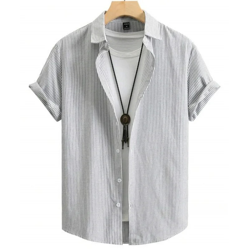 Havajske košulje za muškarce s 3d prugastim printom Visokokvalitetna muška odjeća Široke prevelike košulje i cvijeće Ljeto, ležerne kratke rukave