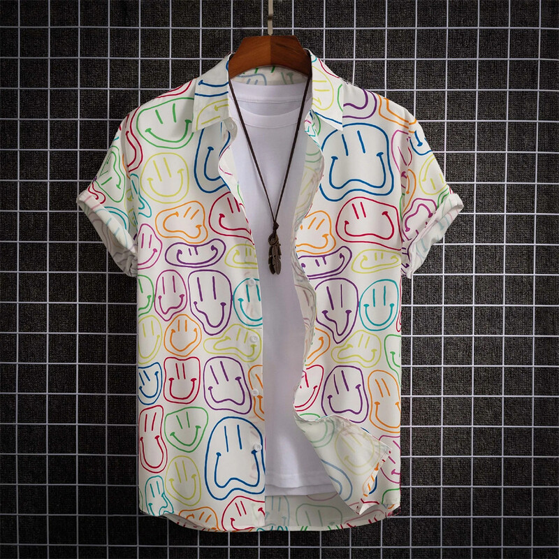 Ljetna havajska muška košulja za plažu 3D ispis Ležerna odjeća Prevelike majice kratkih rukava za muškarce Majice ulične mode