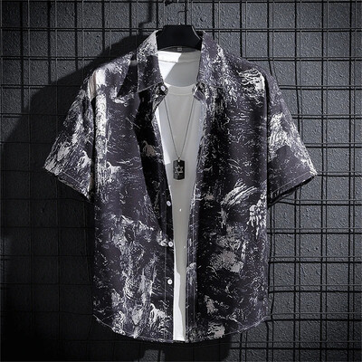 Hawaii meeste suvine lühikeste varrukatega trükitud särk õhuke rannasärk Meeste kõrge kaelusega polosärk Meeste vabaaja ülaosa õhukesed moerõivad