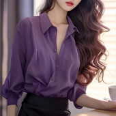 2024. aasta uus tipptasemel Feelstylish Preppy Style lilla särk naiste kevadhooaja ainulaadne elegantne vabaaja särk