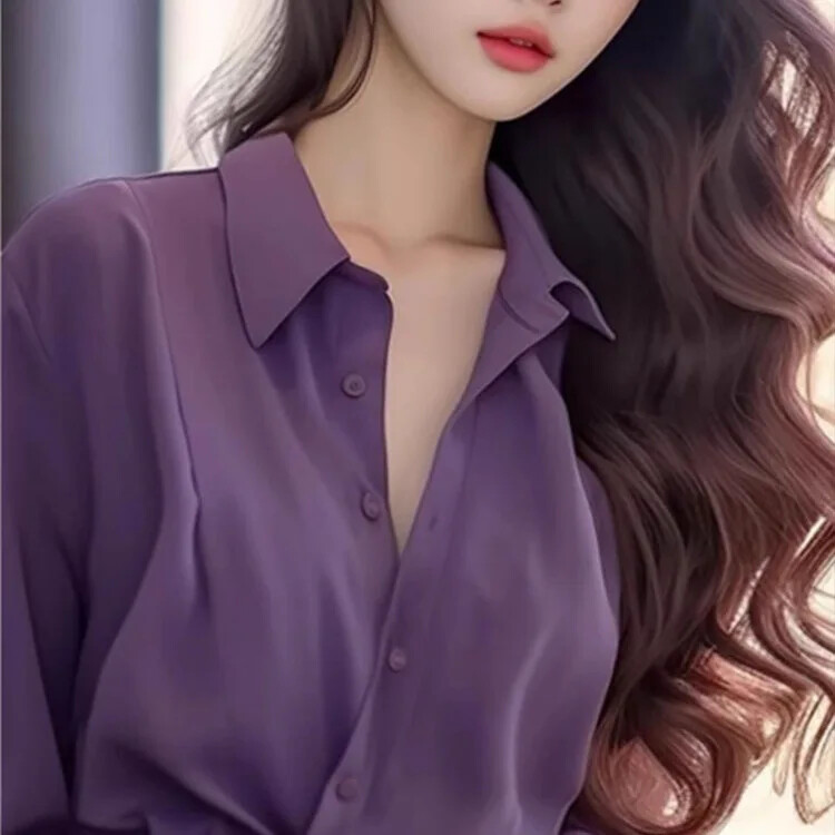 2024. aasta uus tipptasemel Feelstylish Preppy Style lilla särk naiste kevadhooaja ainulaadne elegantne vabaaja särk