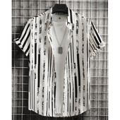 Havajske košulje za muškarce 3D prugaste majice kratkih rukava Ljetne široke ležerne majice Jednostavna modna prevelika muška odjeća