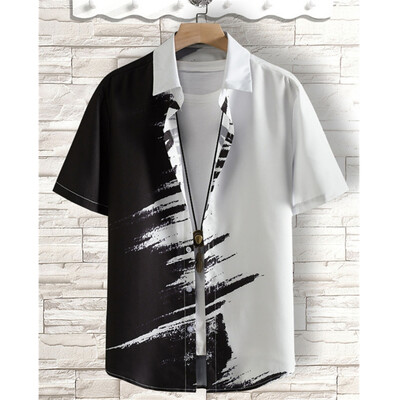 Havajske košulje za muškarce 3D prugaste majice kratkih rukava Ljetne široke ležerne majice Jednostavna modna prevelika muška odjeća