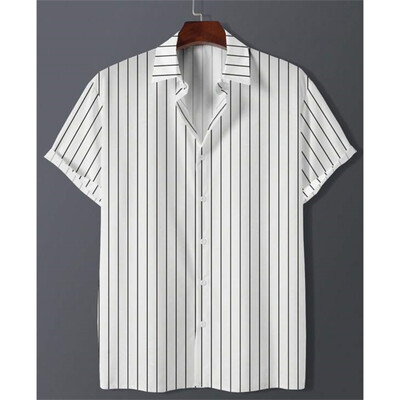 Havajske košulje za muškarce 3D prugaste majice kratkih rukava Ljetne široke ležerne majice Jednostavna modna prevelika muška odjeća
