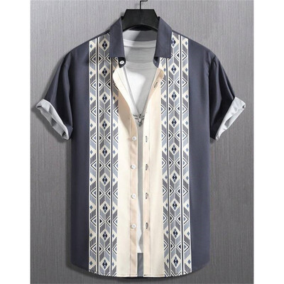 Havajske košulje za muškarce 3D prugaste majice kratkih rukava Ljetne široke ležerne majice Jednostavna modna prevelika muška odjeća