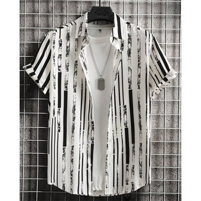 Havajske košulje za muškarce 3D prugaste majice kratkih rukava Ljetne široke ležerne majice Jednostavna modna prevelika muška odjeća