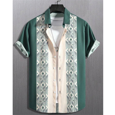 Havajske košulje za muškarce 3D prugaste majice kratkih rukava Ljetne široke ležerne majice Jednostavna modna prevelika muška odjeća