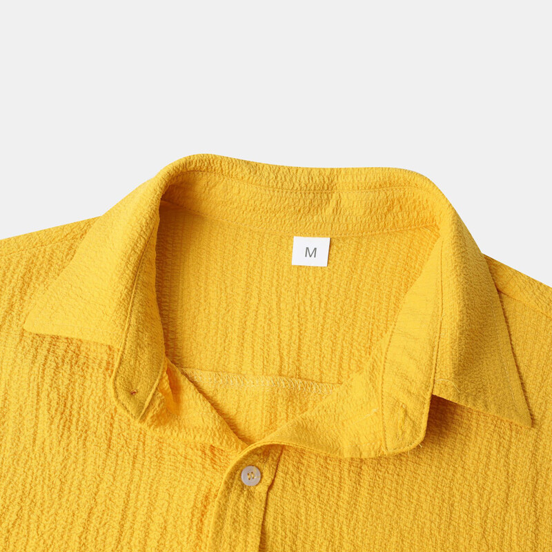 Žuta pamučna lanena košulja za plažu kratkih rukava za muškarce, nove prozračne havajske košulje za ljeto 2024., ležerna blagdanska košulja za odmor