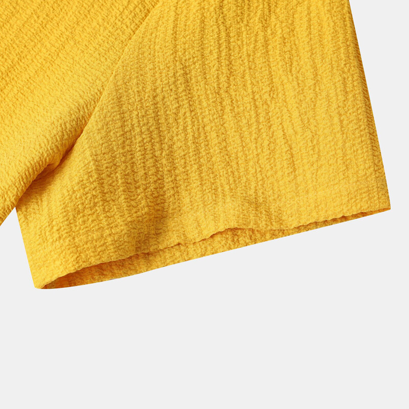 Žuta pamučna lanena košulja za plažu kratkih rukava za muškarce, nove prozračne havajske košulje za ljeto 2024., ležerna blagdanska košulja za odmor