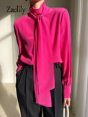 2024. aasta sügisene kontori naiste pluus Korea stiilis kikilips pikkade varrukatega šifoonist särk Töö Naiste riided ühevärvilised topid