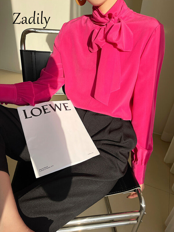 2024. aasta sügisene kontori naiste pluus Korea stiilis kikilips pikkade varrukatega šifoonist särk Töö Naiste riided ühevärvilised topid