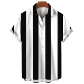 Ανδρικό πουκάμισο με ρίγες της Χαβάης Τρισδιάστατο τυπωμένο ανδρικό/γυναικείο casual fashion κοντομάνικο πουκάμισα με κουμπί Streetwear Υπερμεγέθη Unisex ρούχα