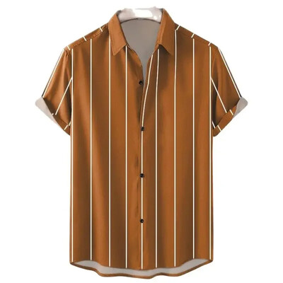 Ανδρικό πουκάμισο με ρίγες της Χαβάης Τρισδιάστατο τυπωμένο ανδρικό/γυναικείο casual fashion κοντομάνικο πουκάμισα με κουμπί Streetwear Υπερμεγέθη Unisex ρούχα